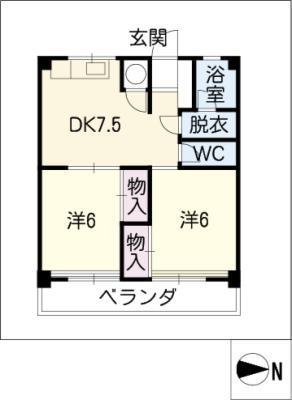 シャトー高蔵(2DK/5階)の間取り写真