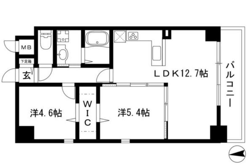 プレイス浅間(2LDK/6階)の間取り写真