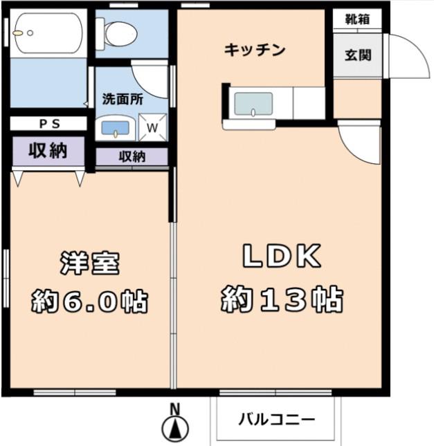 アップルハウス(1LDK/2階)の間取り写真