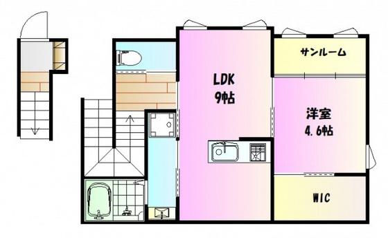 CANAL COURT(1LDK/2階)の間取り写真