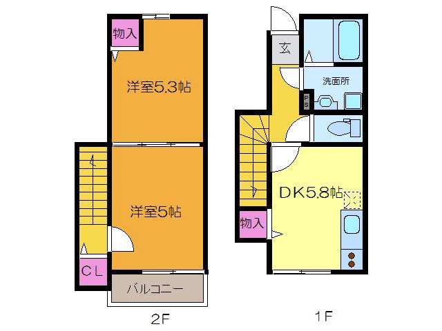 HEY SAY VILLA 常磐町I(2DK/1階)の間取り写真