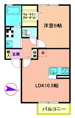 グランツ・Y(1LDK/2階)の間取り写真