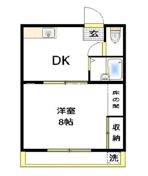 桜マンション(1DK/2階)の間取り写真