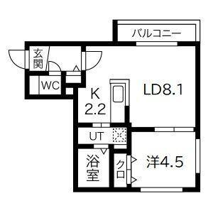 ノムラ新さっぽろ(1LDK/4階)の間取り写真