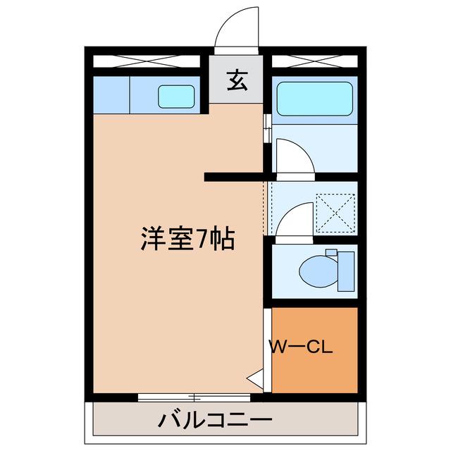 コスモハイツ正木 1(ワンルーム/2階)の間取り写真