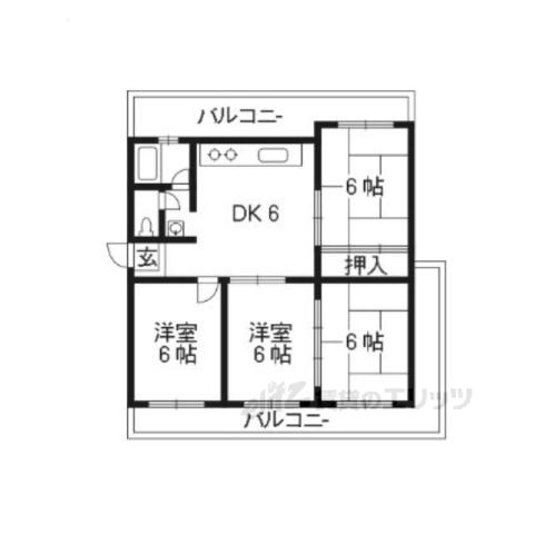 南円明寺ヶ丘団地12棟406(4DK/4階)の間取り写真
