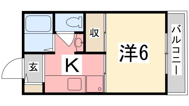 ヴィラ北平野(1K/1階)の間取り写真