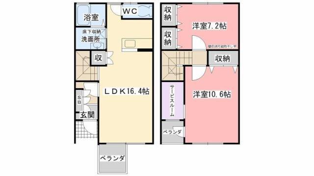 MAISON MYRTILLE(2LDK/1階)の間取り写真