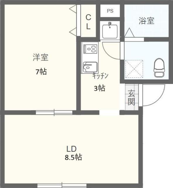 春風のホワイトモカ(1LDK/3階)の間取り写真