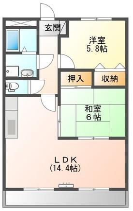 ノースフェザント(2LDK/2階)の間取り写真