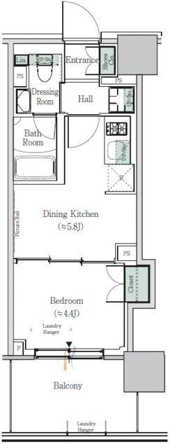 ONE ROOF RESIDENCE NISHI NIPPORI(1DK/8階)の間取り写真