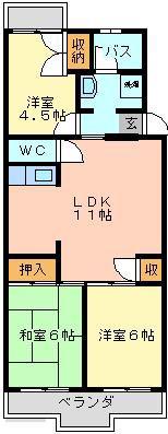 サンライズマンション大宮(3LDK/4階)の間取り写真