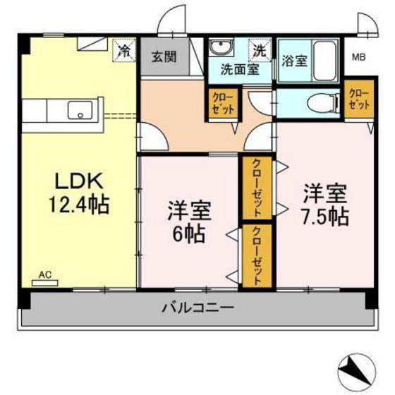 CREST TENMA(2LDK/1階)の間取り写真
