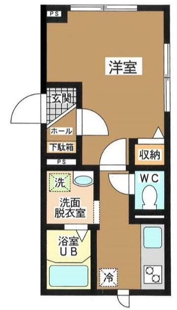 ボンアレット(1K/1階)の間取り写真