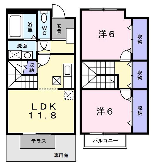 ヴィラシャルマンC(2LDK/1階)の間取り写真