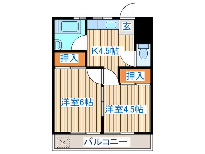 三和コーポ(2K/4階)の間取り写真