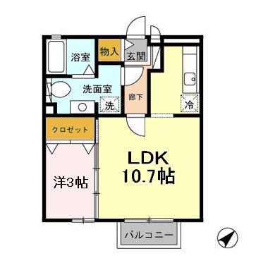 チェリーバレー(1LDK/2階)の間取り写真
