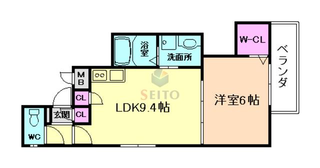 GRAN FELICIA塚本(1LDK/1階)の間取り写真