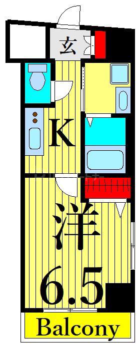ロメック山手日暮里(1K/9階)の間取り写真