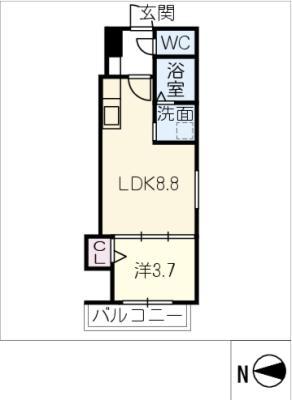 ラ・ガール・ウエストII(1LDK/3階)の間取り写真