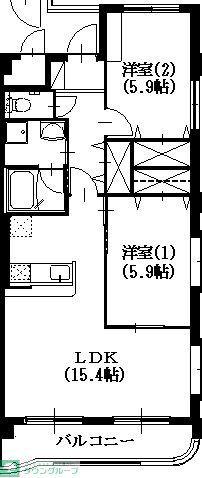 セントフィールド(2LDK/3階)の間取り写真