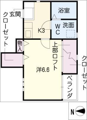 AXIS名城 ウエスト棟(1K/2階)の間取り写真