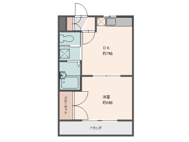 タウン箕輪(1LDK/2階)の間取り写真