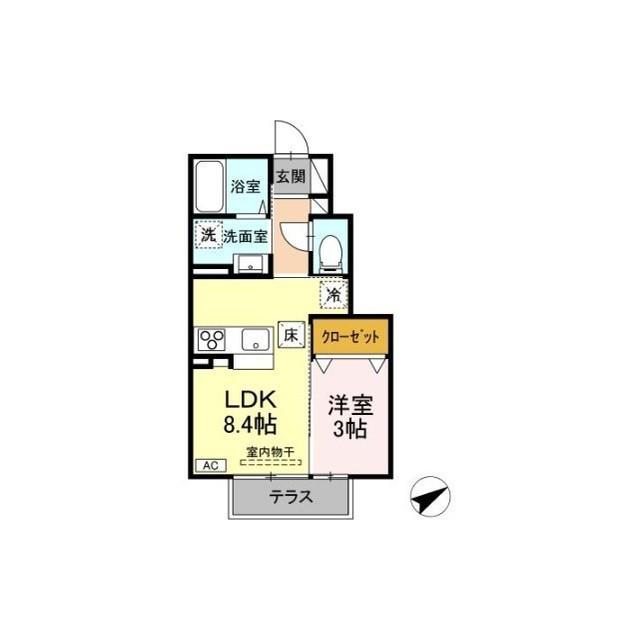 上石田2丁目PJ(1LDK/1階)の間取り写真