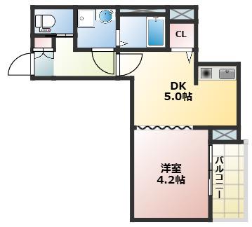 足立区六町2丁目共同(1DK/3階)の間取り写真