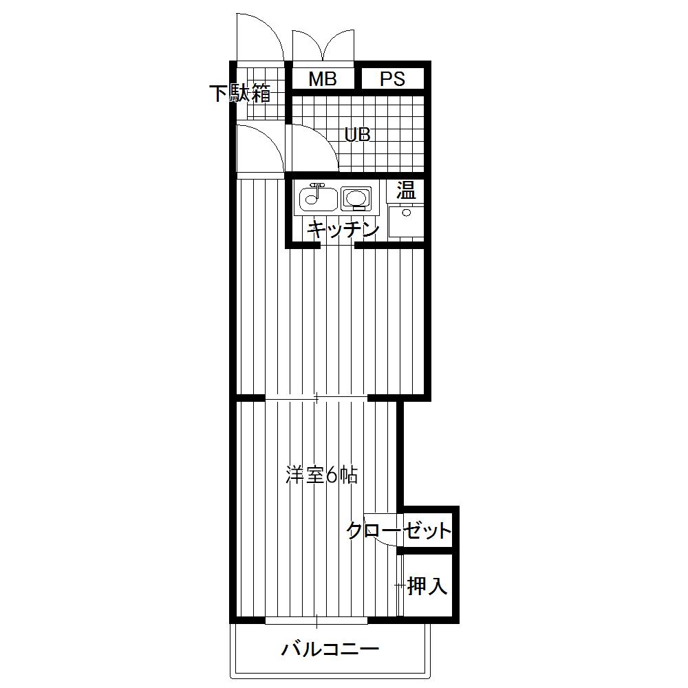 ロアールマンション新大江(2K/1階)の間取り写真