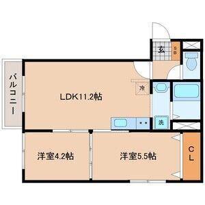 フェリチタ愛子I(2LDK/3階)の間取り写真