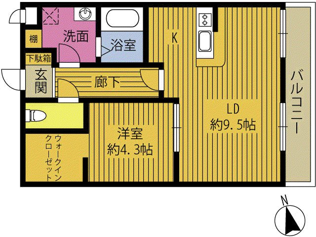 アルバ由布院(1LDK/1階)の間取り写真