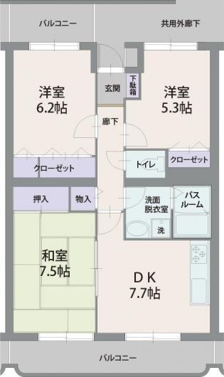 シレンシオパティオ(3DK/1階)の間取り写真