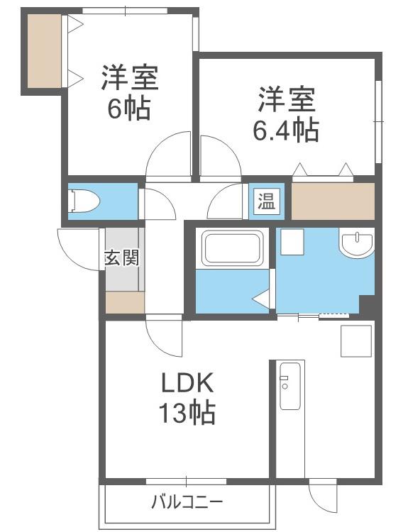 ラムズ千歳(2LDK/4階)の間取り写真