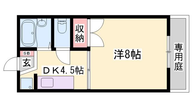 サンコーポ車崎(1DK/2階)の間取り写真