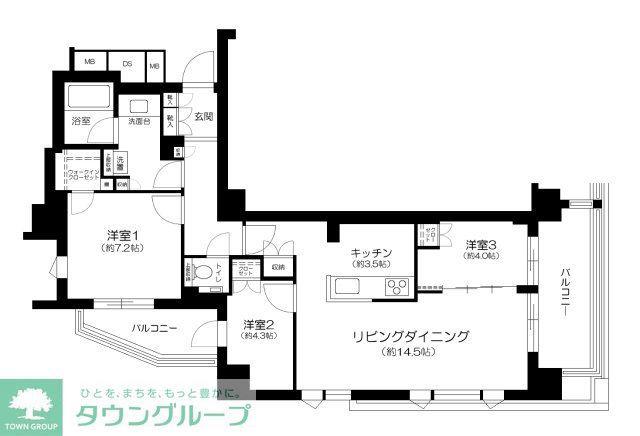 クレヴィア用賀(3LDK/3階)の間取り写真
