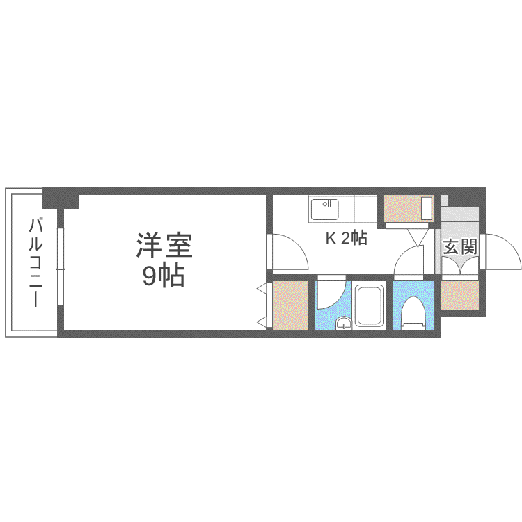 エレガンス円山(1K/2階)の間取り写真