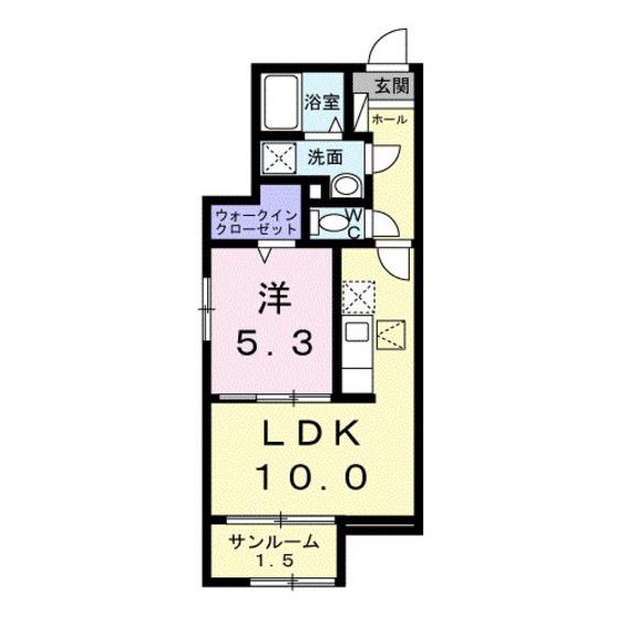 グロリオサ川根(1LDK/1階)の間取り写真