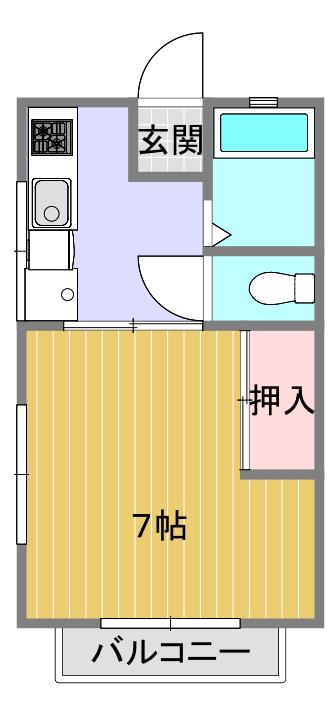 山手町ハイツ I(1K/2階)の間取り写真