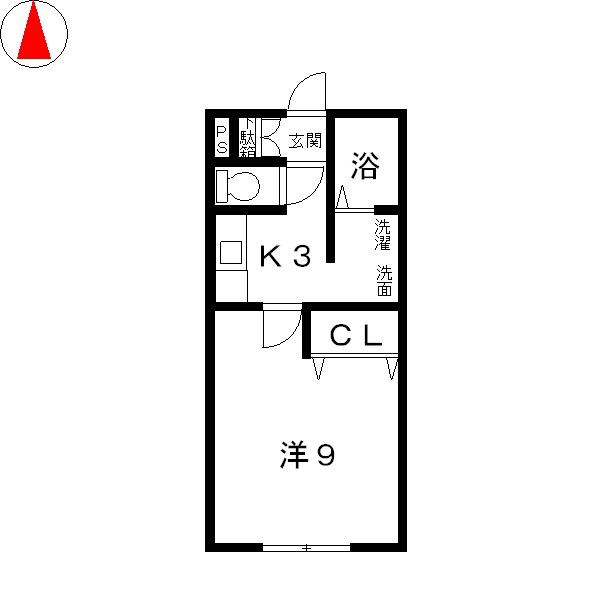 ブロードヒル(1K/3階)の間取り写真