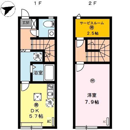 ル・フィオーレ B棟(1DK/1階)の間取り写真