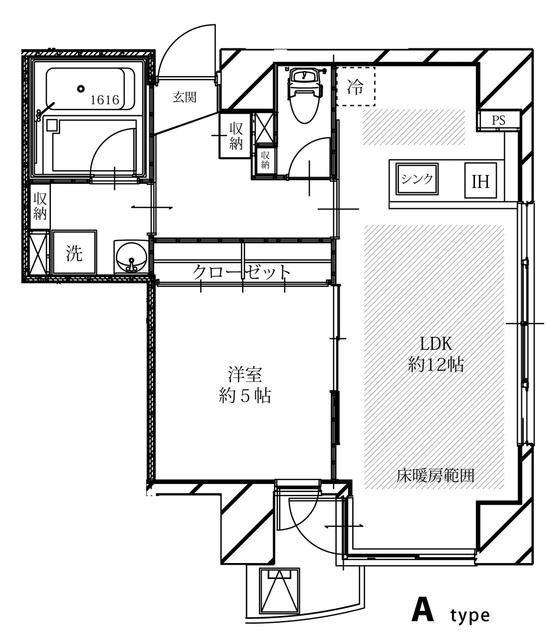 フェリシダ五橋(1LDK/2階)の間取り写真