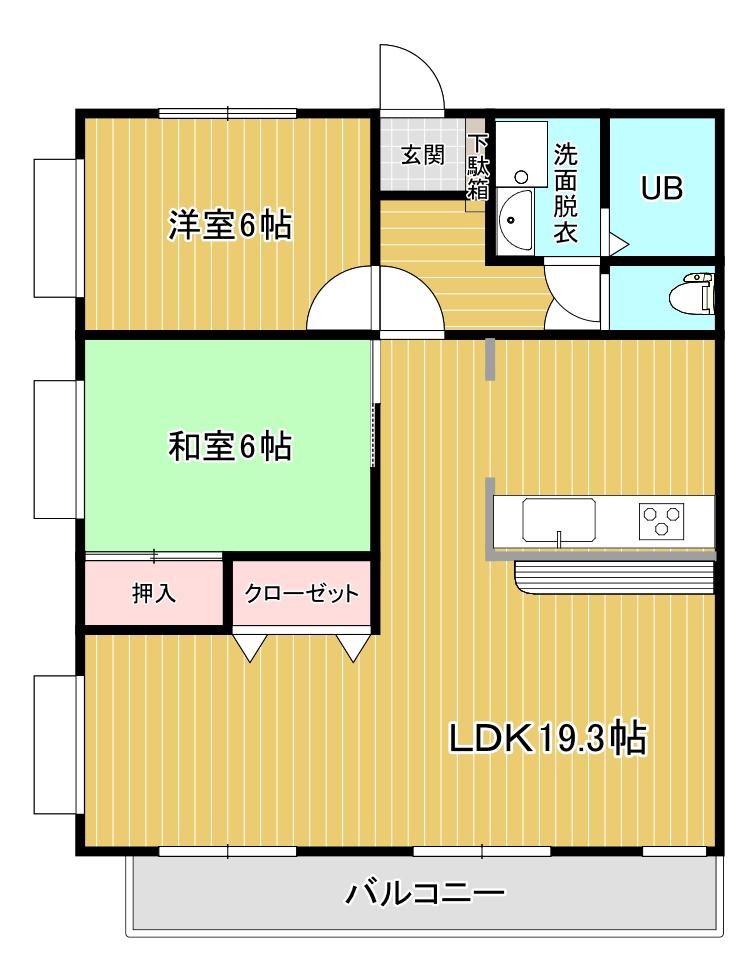 ベルハウス(2LDK/3階)の間取り写真