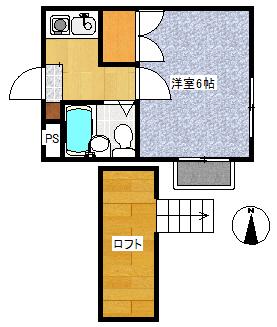 レオハイム(1K/1階)の間取り写真
