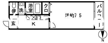 アクアベル(1K/1階)の間取り写真