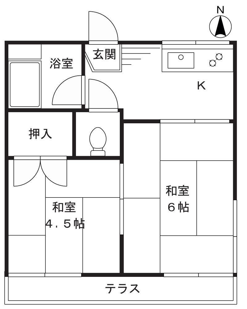 若草ハイツ(2K/2階)の間取り写真