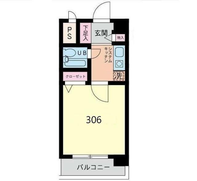 フジビューハイツ山下(1K/3階)の間取り写真