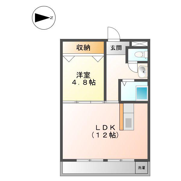 地下鉄名城線 黒川駅(愛知) 徒歩9分 5階建 築49年(2LDK/4階)の間取り写真