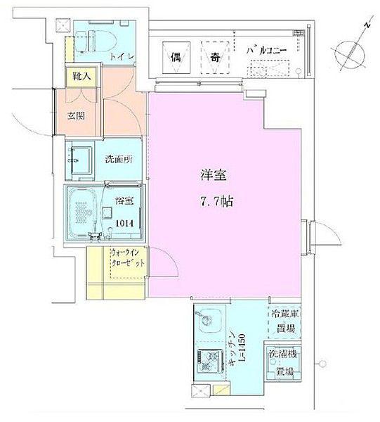 恵比寿レジデンス弐番館(1K/4階)の間取り写真