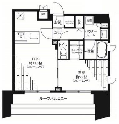 グランドコンシェルジュ新御徒町アジールコート(1LDK/13階)の間取り写真